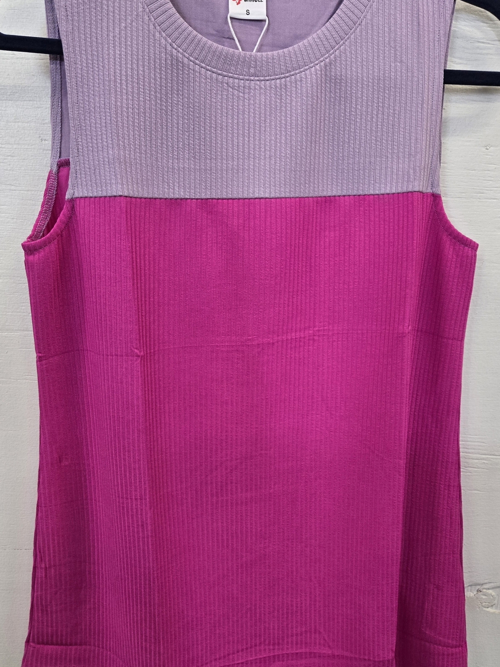 Colorblock Sleeveless Ribbed Tank - Lavender & Fuchsia